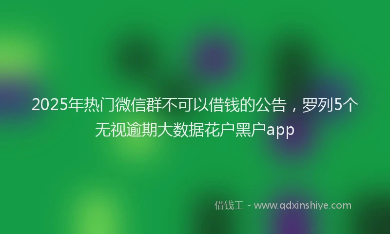 2025年热门微信群不可以借钱的公告，罗列5个无视逾期大数据花户黑户app