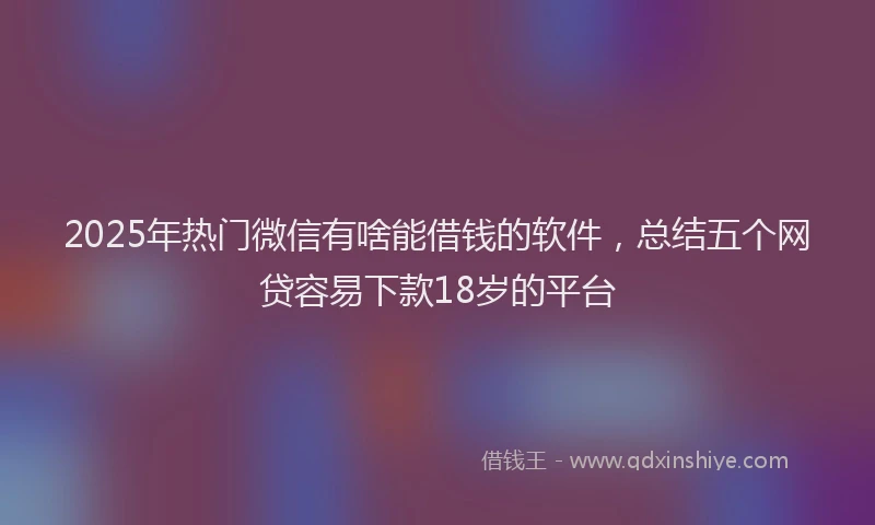 2025年热门微信有啥能借钱的软件，总结五个网贷容易下款18岁的平台
