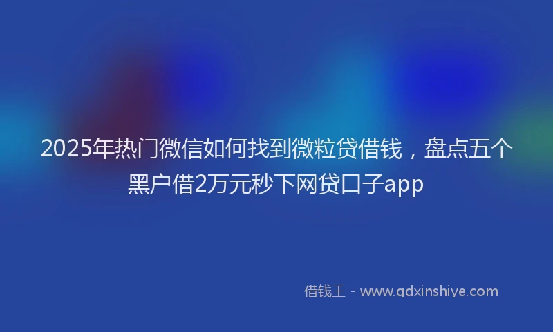 2025年热门微信如何找到微粒贷借钱，盘点五个黑户借2万元秒下网贷口子app