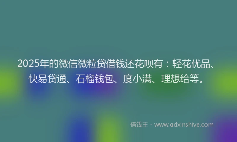 2025年的微信微粒贷借钱还花呗有：轻花优品、快易贷通、石榴钱包、度小满、理想给等。