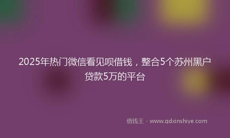 2025年热门微信看见呗借钱，整合5个苏州黑户贷款5万的平台