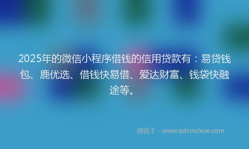 2025年的微信小程序借钱的信用贷款有：易贷钱包、鹿优选、借钱快易借、爱达财富、钱袋快融途等。