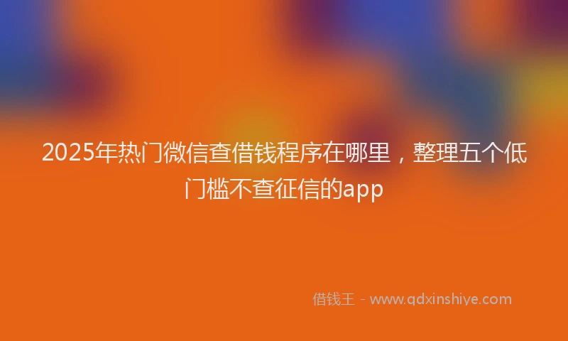 2025年热门微信查借钱程序在哪里，整理五个低门槛不查征信的app