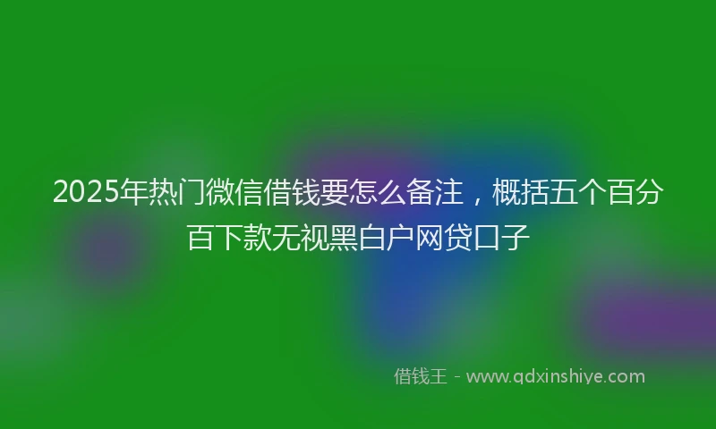 2025年热门微信借钱要怎么备注，概括五个百分百下款无视黑白户网贷口子