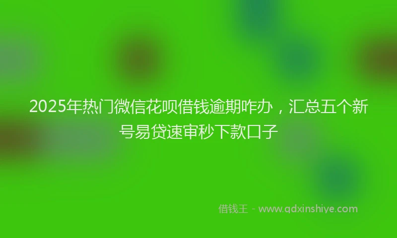 2025年热门微信花呗借钱逾期咋办，汇总五个新号易贷速审秒下款口子