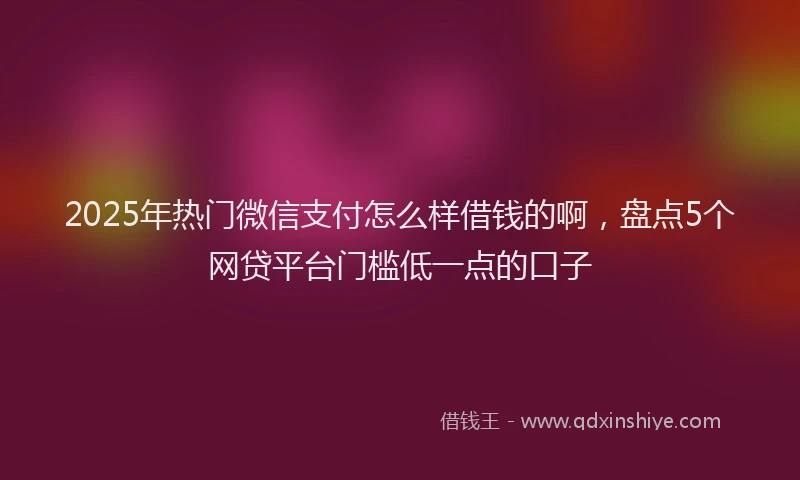 2025年热门微信支付怎么样借钱的啊，盘点5个网贷平台门槛低一点的口子