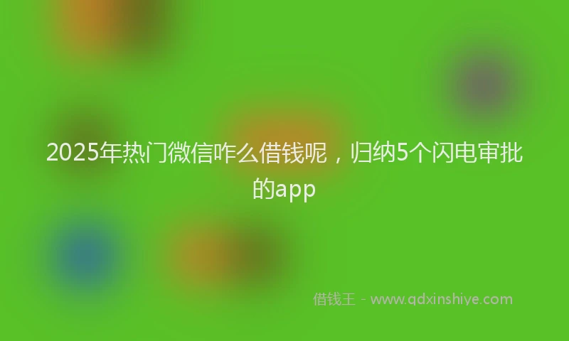 2025年热门微信咋么借钱呢，归纳5个闪电审批的app