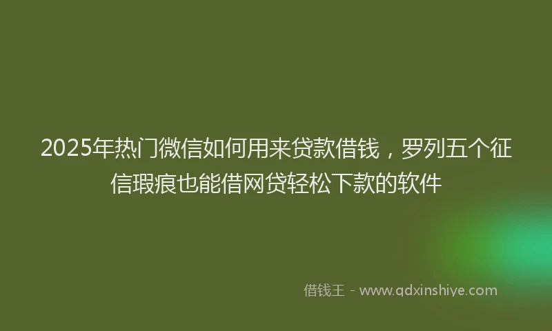 2025年热门微信如何用来贷款借钱，罗列五个征信瑕疵也能借网贷轻松下款的软件