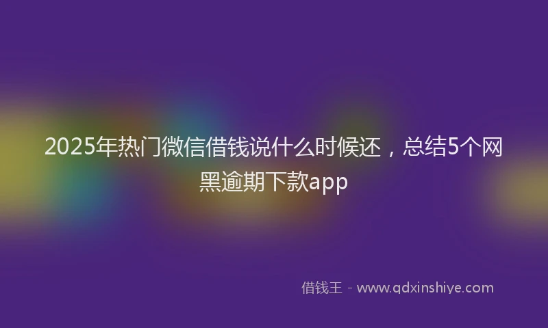 2025年热门微信借钱说什么时候还，总结5个网黑逾期下款app