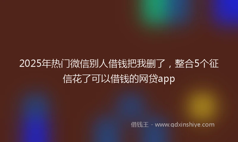 2025年热门微信别人借钱把我删了，整合5个征信花了可以借钱的网贷app