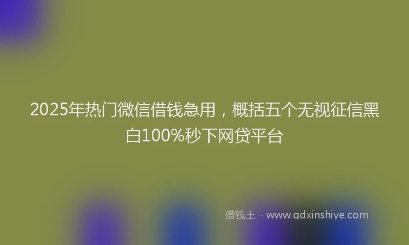 2025年热门微信借钱急用，概括五个无视征信黑白100%秒下网贷平台