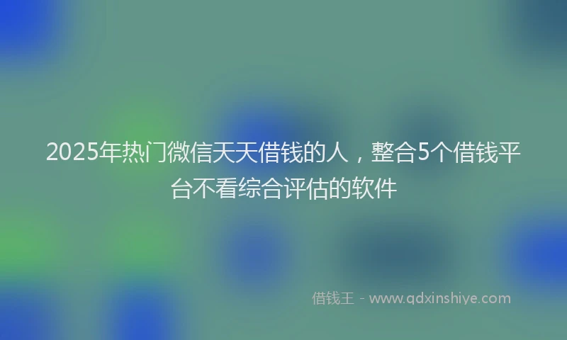 2025年热门微信天天借钱的人，整合5个借钱平台不看综合评估的软件