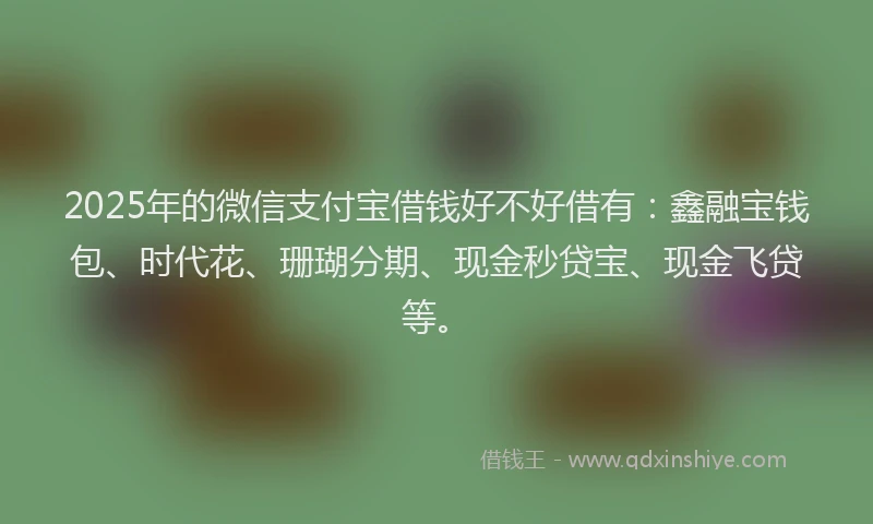 2025年的微信支付宝借钱好不好借有：鑫融宝钱包、时代花、珊瑚分期、现金秒贷宝、现金飞贷等。