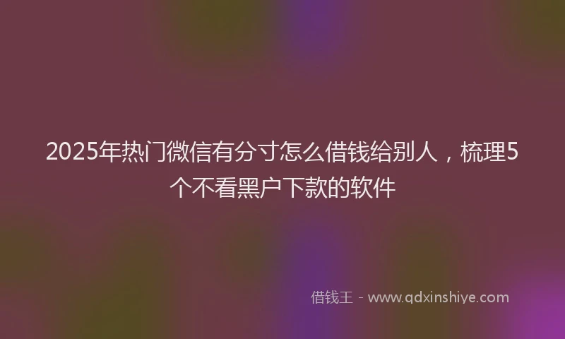2025年热门微信有分寸怎么借钱给别人，梳理5个不看黑户下款的软件