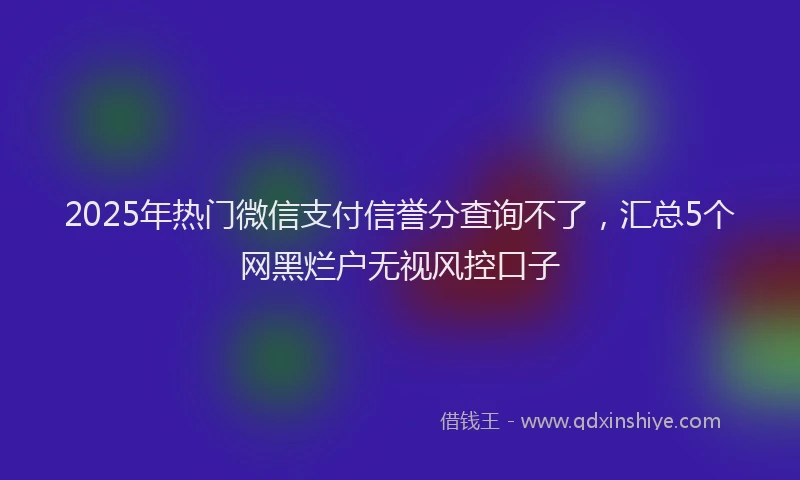 2025年热门微信支付信誉分查询不了，汇总5个网黑烂户无视风控口子