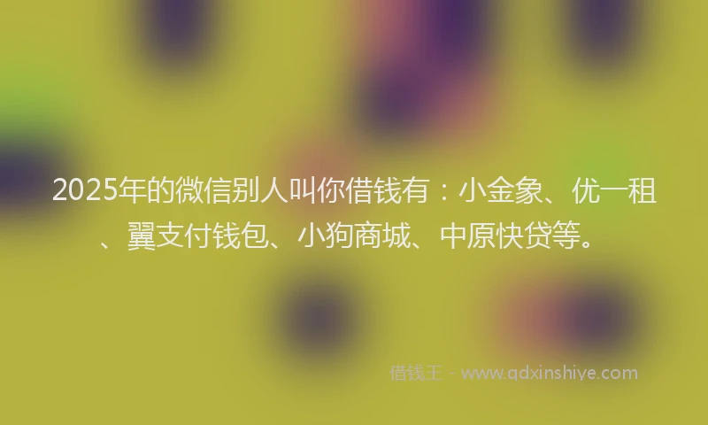 2025年的微信别人叫你借钱有：小金象、优一租、翼支付钱包、小狗商城、中原快贷等。