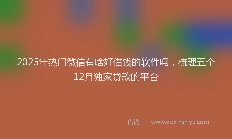 2025年热门微信有啥好借钱的软件吗，梳理五个12月独家贷款的平台