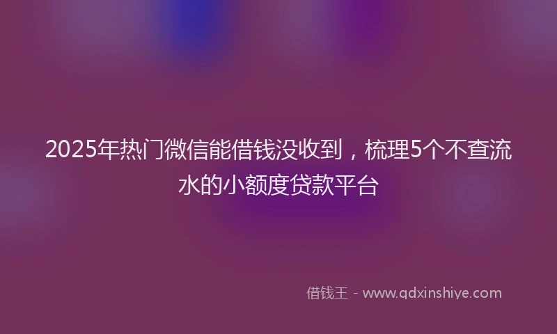 2025年热门微信能借钱没收到，梳理5个不查流水的小额度贷款平台