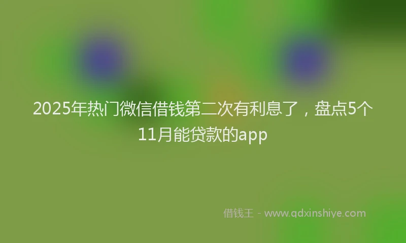 2025年热门微信借钱第二次有利息了，盘点5个11月能贷款的app