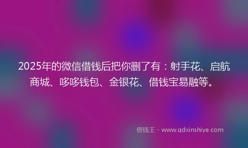 2025年的微信借钱后把你删了有：射手花、启航商城、哆哆钱包、金银花、借钱宝易融等。