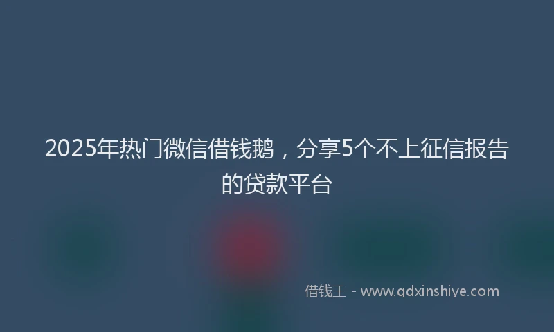 2025年热门微信借钱鹅，分享5个不上征信报告的贷款平台