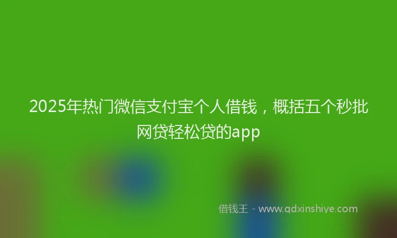 2025年热门微信支付宝个人借钱，概括五个秒批网贷轻松贷的app