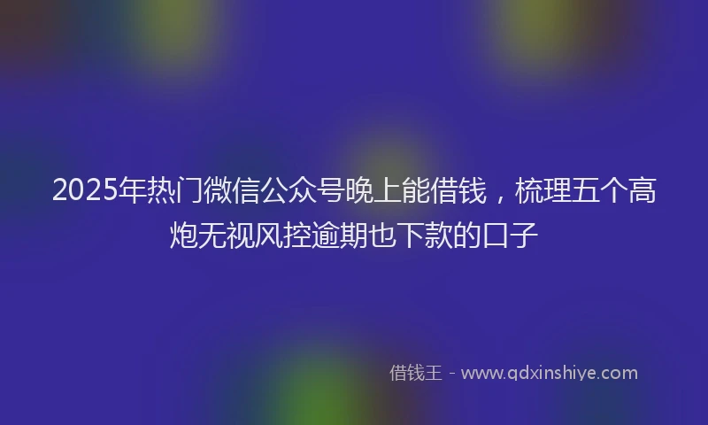 2025年热门微信公众号晚上能借钱，梳理五个高炮无视风控逾期也下款的口子