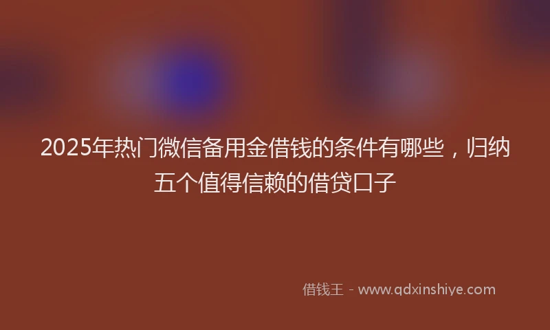 2025年热门微信备用金借钱的条件有哪些，归纳五个值得信赖的借贷口子