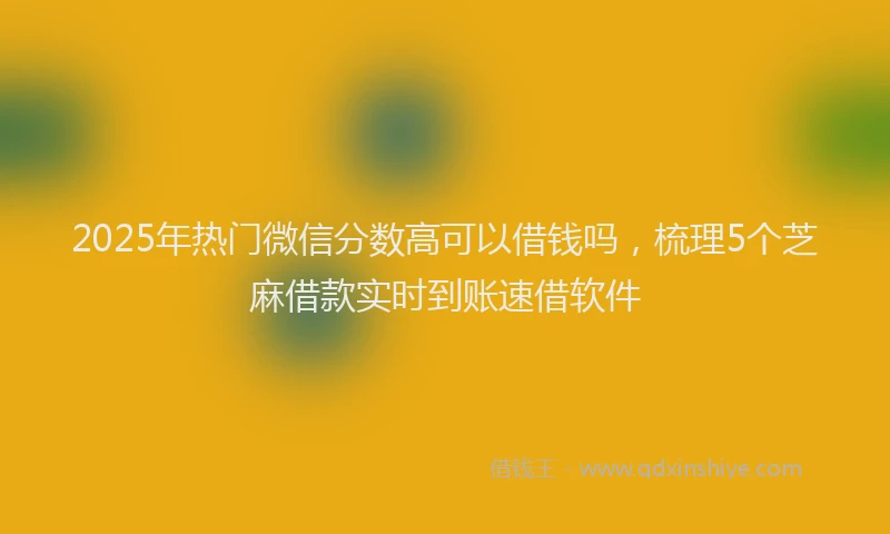 2025年热门微信分数高可以借钱吗，梳理5个芝麻借款实时到账速借软件
