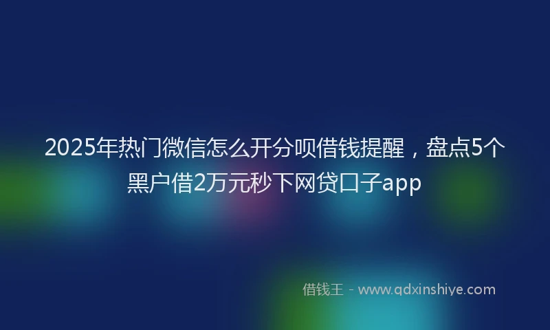2025年热门微信怎么开分呗借钱提醒，盘点5个黑户借2万元秒下网贷口子app