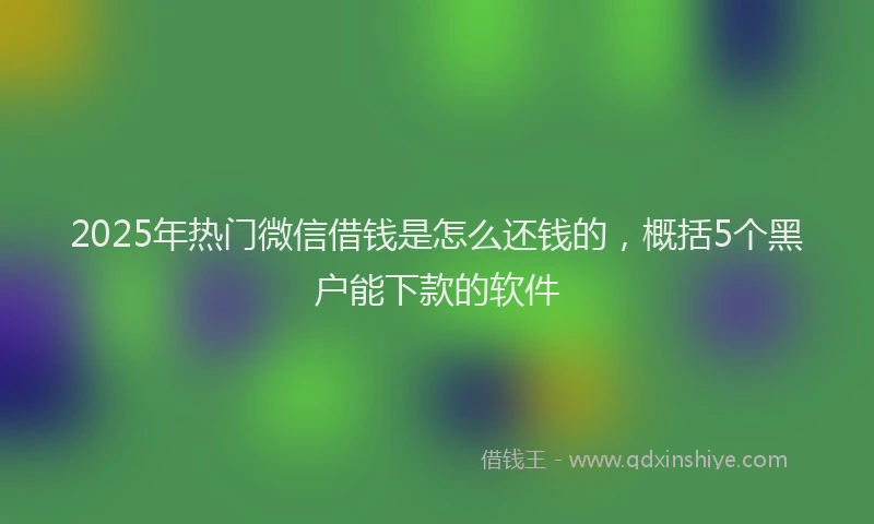 2025年热门微信借钱是怎么还钱的，概括5个黑户能下款的软件