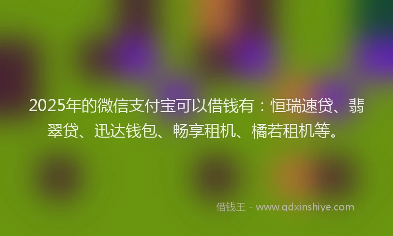 2025年的微信支付宝可以借钱有：恒瑞速贷、翡翠贷、迅达钱包、畅享租机、橘若租机等。