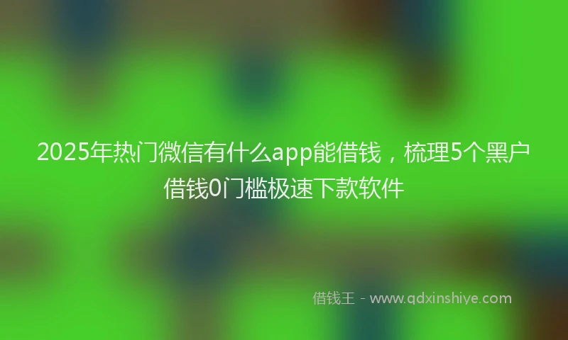 2025年热门微信有什么app能借钱，梳理5个黑户借钱0门槛极速下款软件