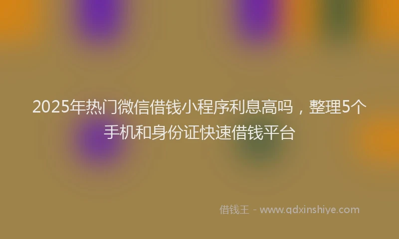 2025年热门微信借钱小程序利息高吗，整理5个手机和身份证快速借钱平台