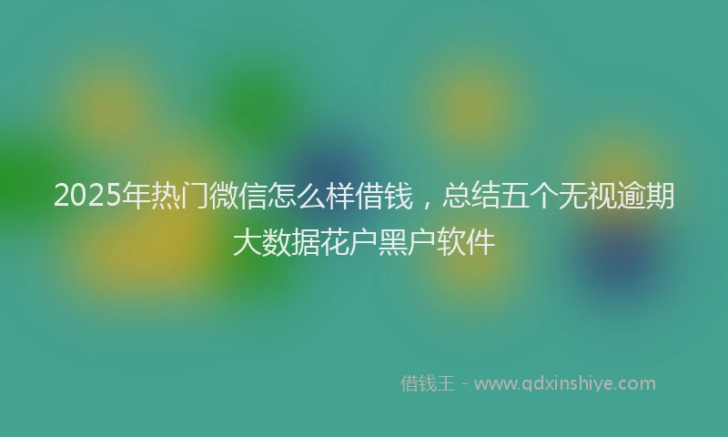 2025年热门微信怎么样借钱，总结五个无视逾期大数据花户黑户软件