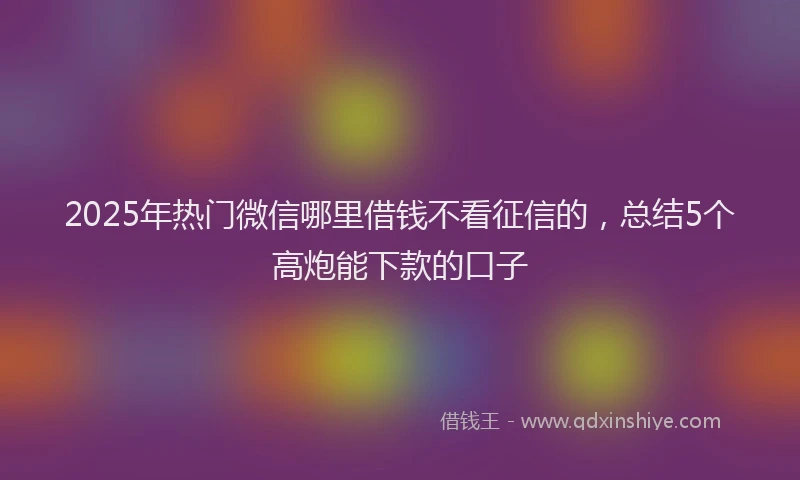 2025年热门微信哪里借钱不看征信的，总结5个高炮能下款的口子