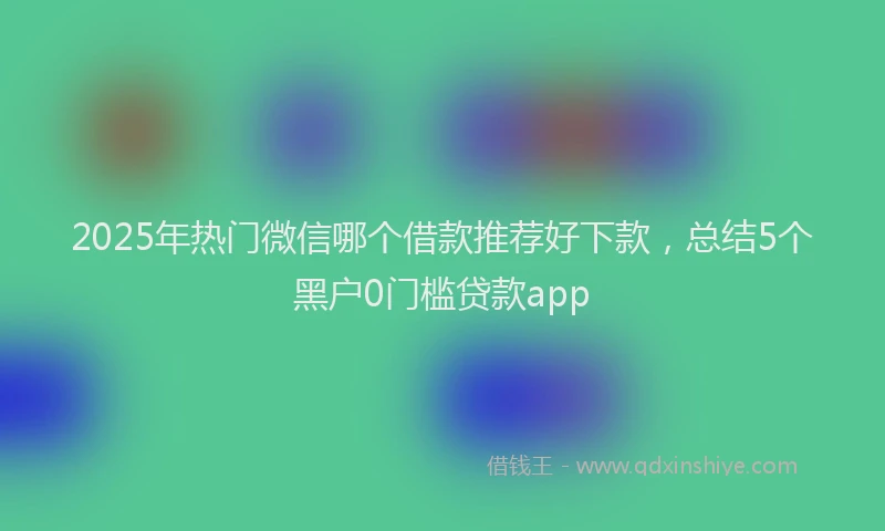 2025年热门微信哪个借款推荐好下款，总结5个黑户0门槛贷款app