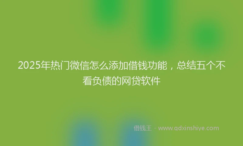 2025年热门微信怎么添加借钱功能，总结五个不看负债的网贷软件