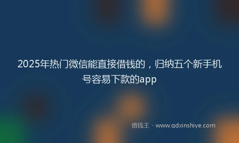 2025年热门微信能直接借钱的，归纳五个新手机号容易下款的app
