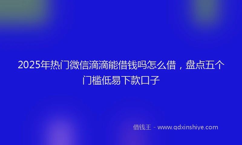 2025年热门微信滴滴能借钱吗怎么借，盘点五个门槛低易下款口子