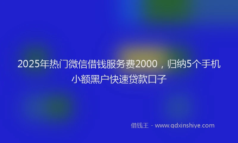 2025年热门微信借钱服务费2000，归纳5个手机小额黑户快速贷款口子