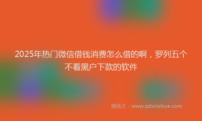 2025年热门微信借钱消费怎么借的啊，罗列五个不看黑户下款的软件