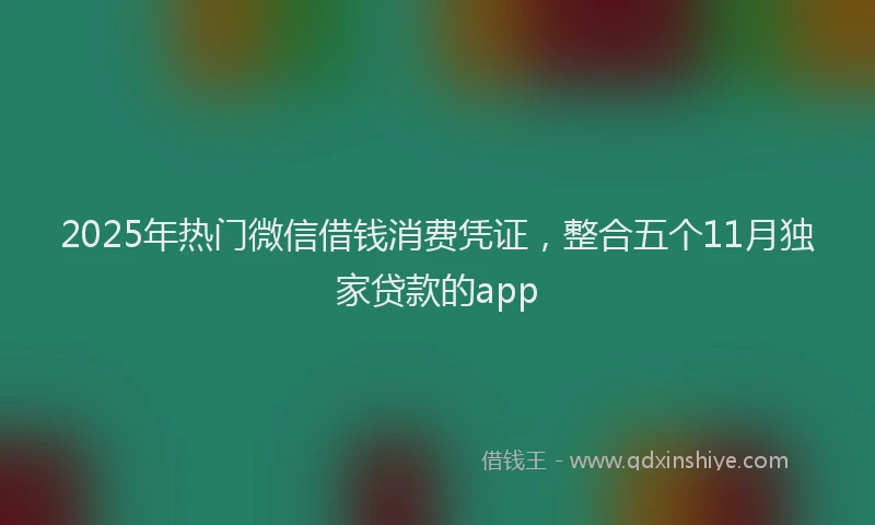 2025年热门微信借钱消费凭证，整合五个11月独家贷款的app