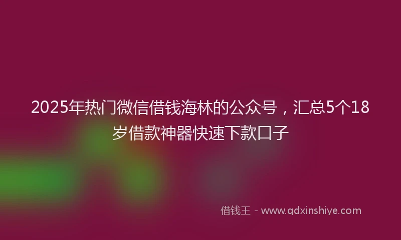 2025年热门微信借钱海林的公众号，汇总5个18岁借款神器快速下款口子