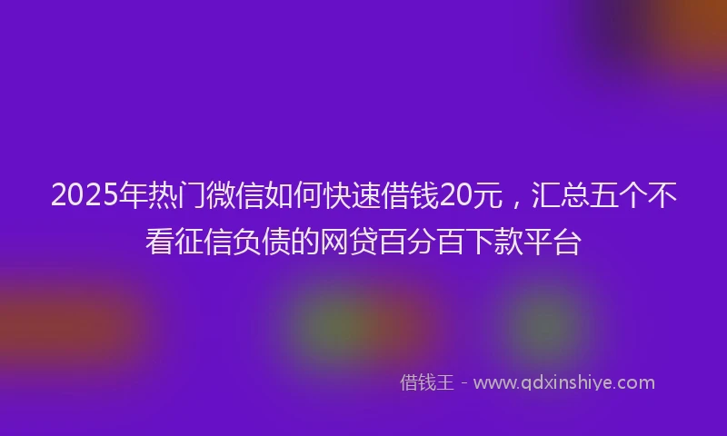 2025年热门微信如何快速借钱20元，汇总五个不看征信负债的网贷百分百下款平台