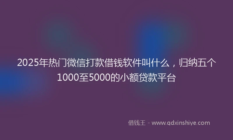 2025年热门微信打款借钱软件叫什么，归纳五个1000至5000的小额贷款平台