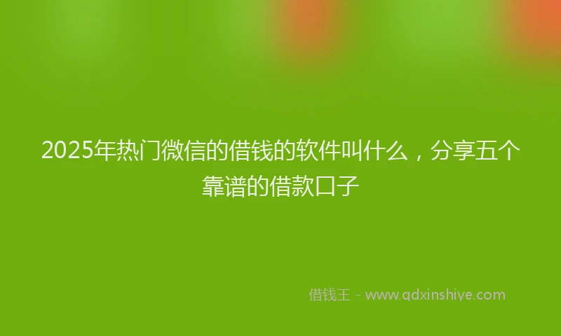 2025年热门微信的借钱的软件叫什么，分享五个靠谱的借款口子