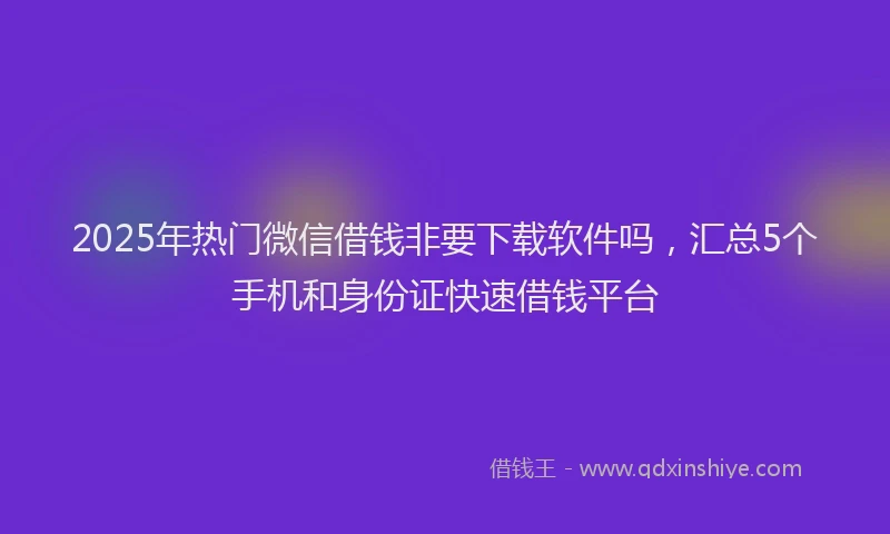 2025年热门微信借钱非要下载软件吗，汇总5个手机和身份证快速借钱平台