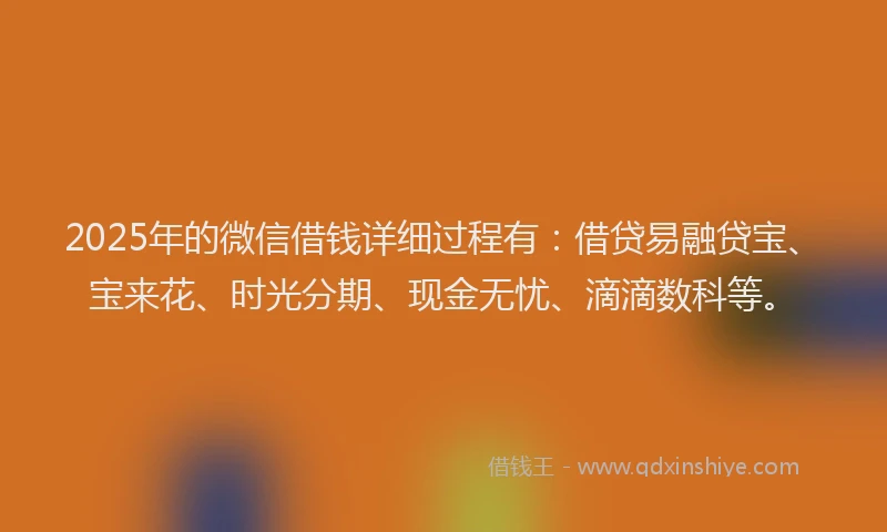2025年的微信借钱详细过程有：借贷易融贷宝、宝来花、时光分期、现金无忧、滴滴数科等。