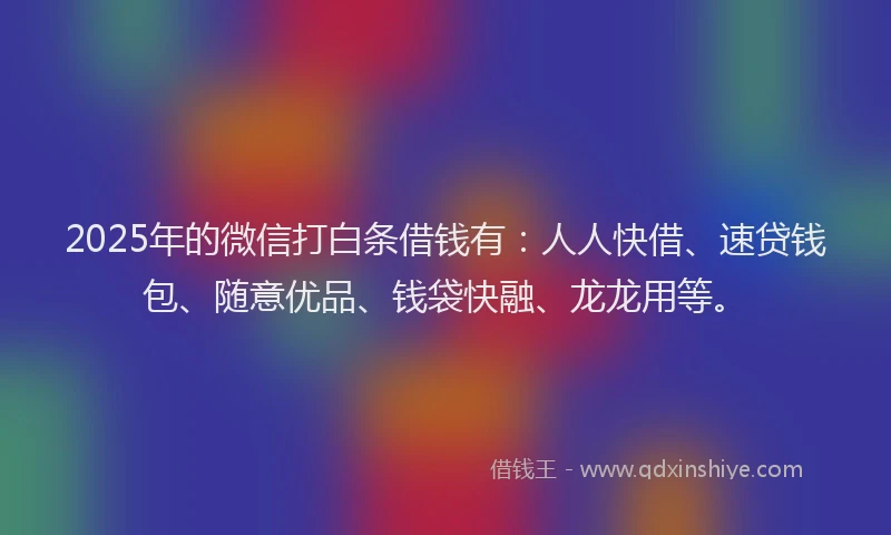 2025年的微信打白条借钱有：人人快借、速贷钱包、随意优品、钱袋快融、龙龙用等。
